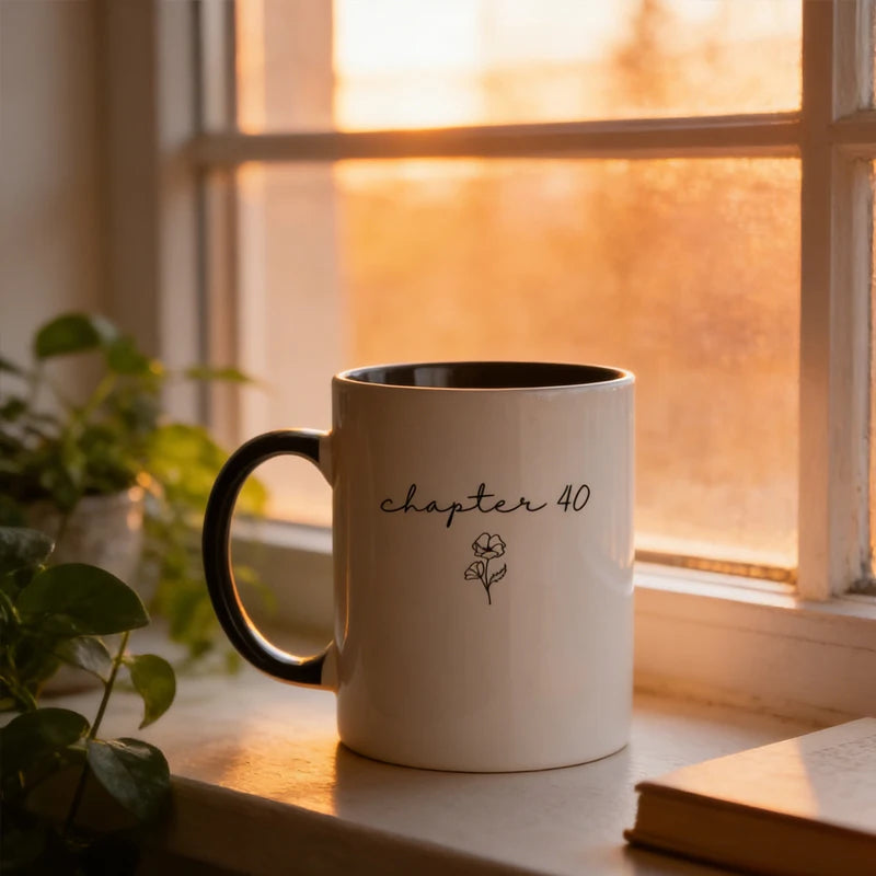 Chapter 40 Ceramic Coffee Mug | 40th Birthday Gift for Women & Men Ceramic Coffee Mug Peaceful Pleasures Health and Wellness