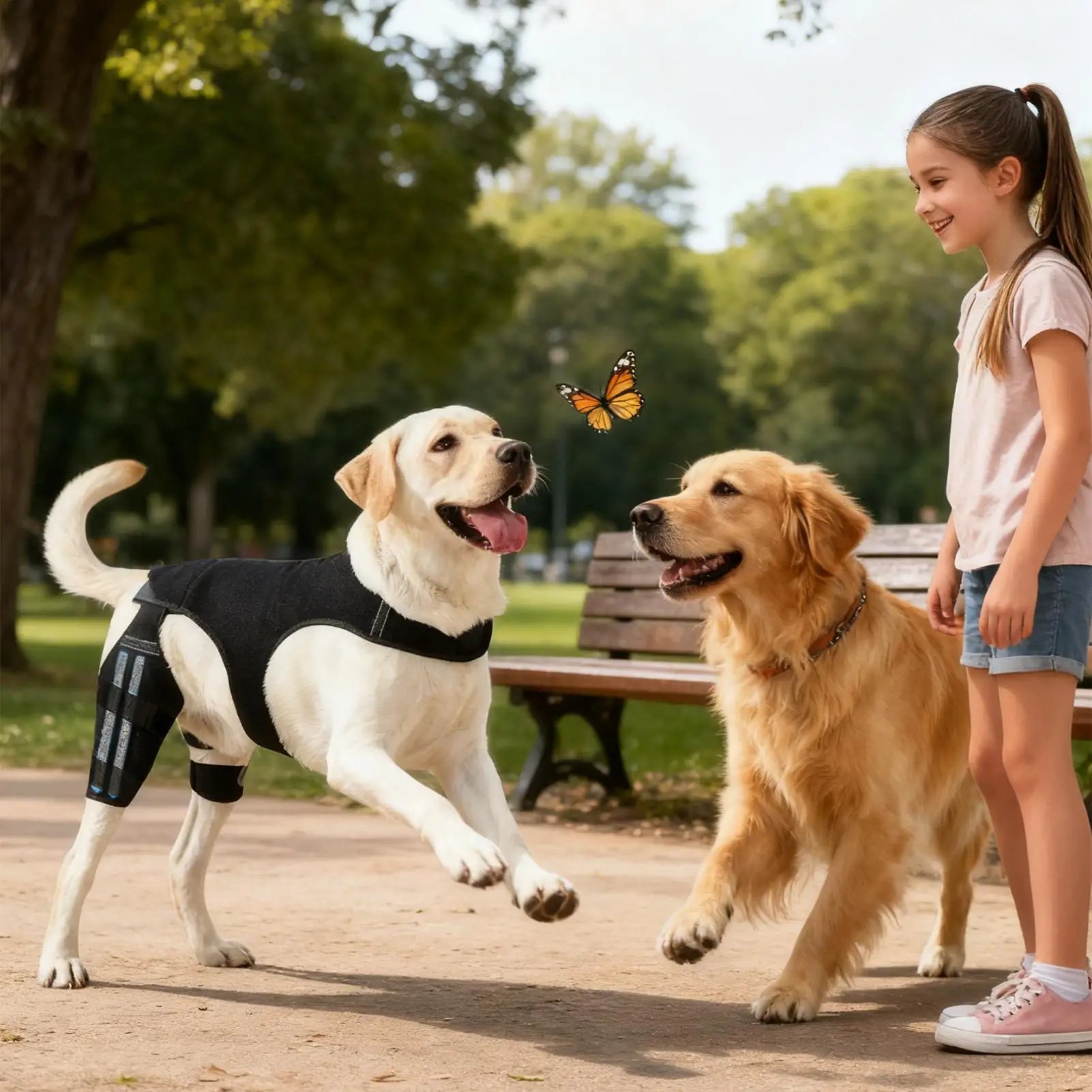 Dog Knee Brace | Adjustable Rear Leg Support & Metal Stabilizers Dog Knee Brace Peaceful Pleasures Health and Wellness
