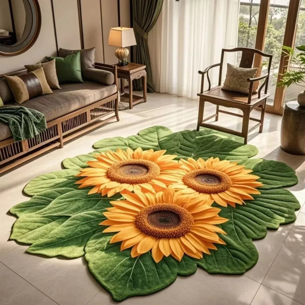 Durable Special-shaped Sunflower Carpet Non-slip Absorbent Flower Carpet Soft 60x60cm Door Gasket Home Decoration Peaceful Pleasures Health and Wellness Style 7