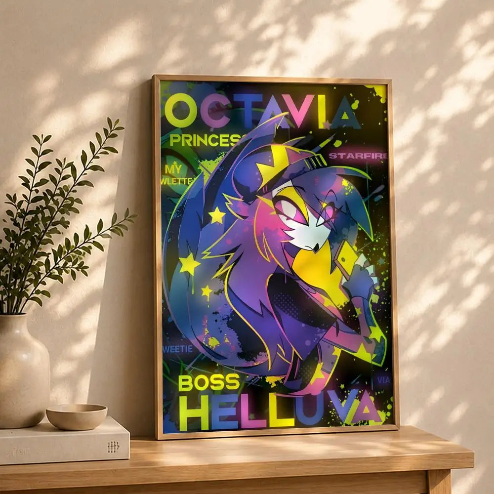 Animation H-Hazbin HotelS Poster HD Self Adhesive Waterproof Wall Art Ideal for Home Office Dorm Bedroom Great Gift Peaceful Pleasures Health and Wellness