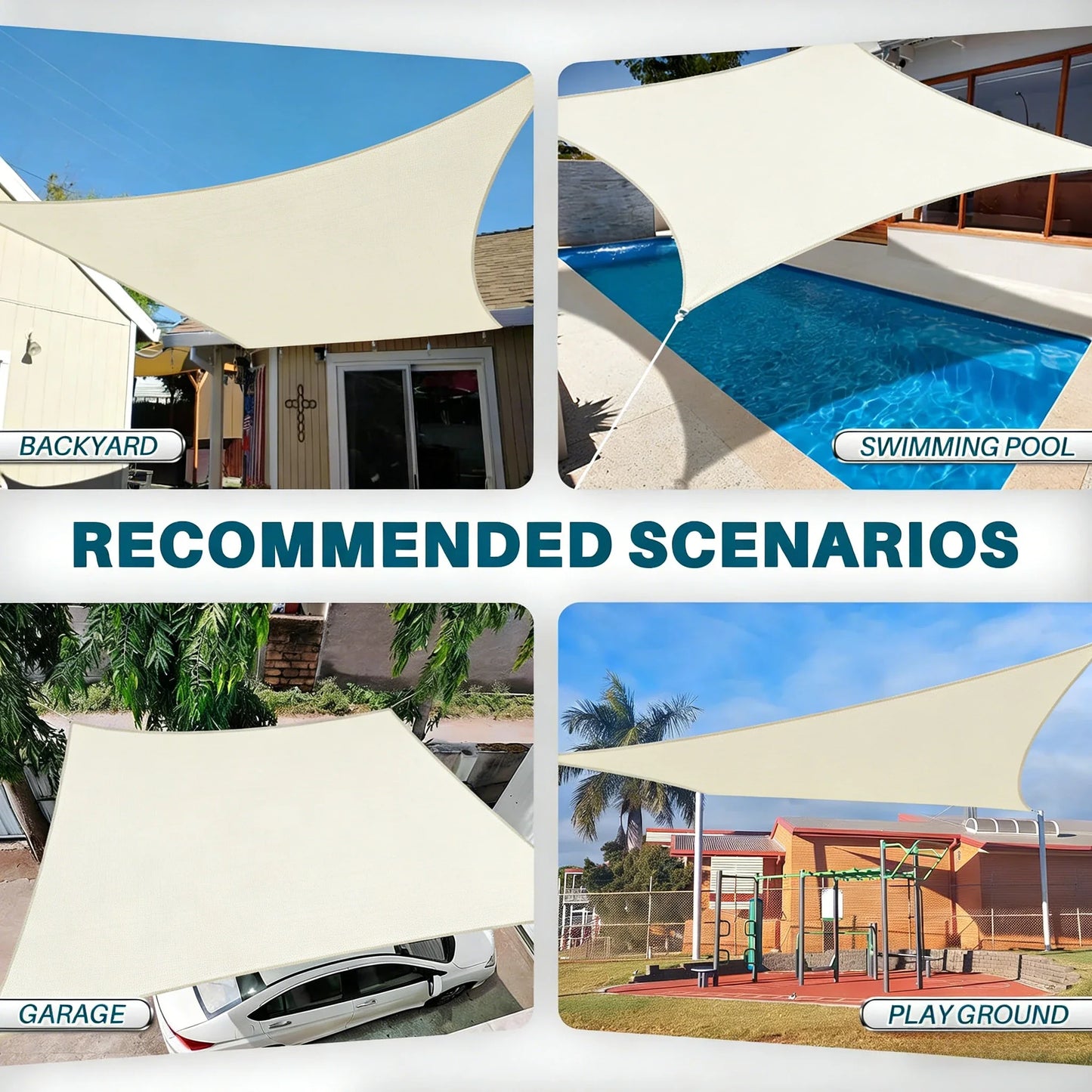 Waterproof Rectangle Sun Shade Sail – 98% UV Block Canopy