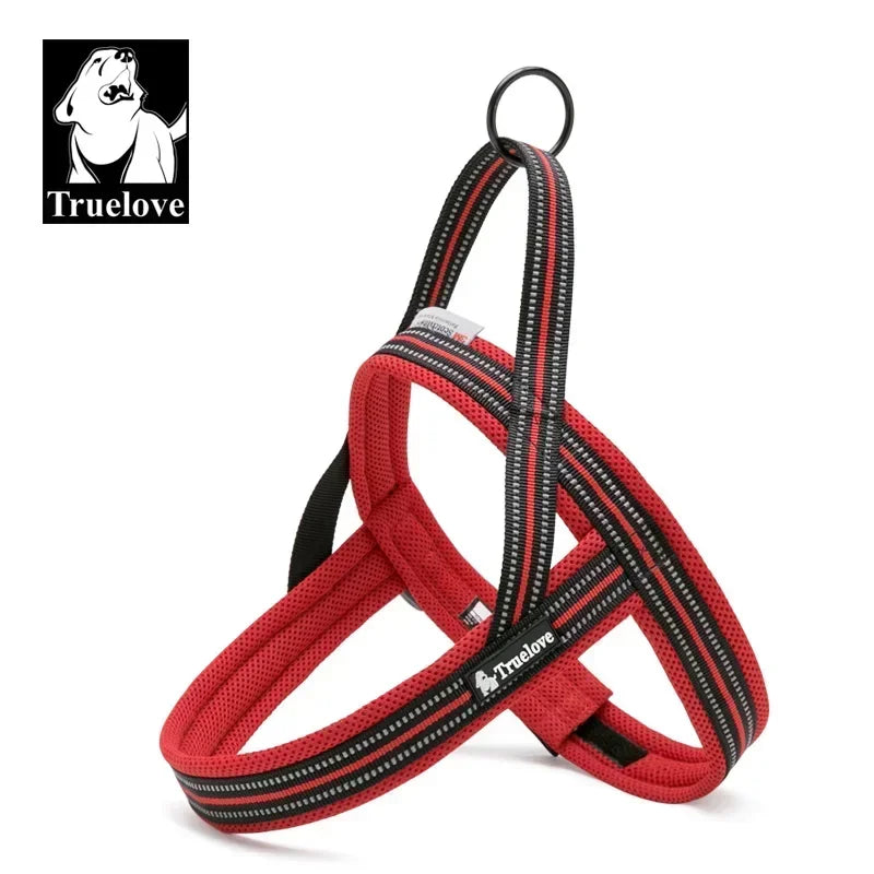 Truelove Soft Mesh Padded Nylon Dog Harness Vest 3M Reflective Security Dog Collar Easy Put on Pet Harness Pull-resistan TLH5811 Peaceful Pleasures Health and Wellness red XS