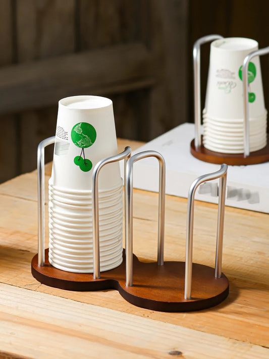 Bamboo & Aluminum Desktop Cup Holder for Coffee & Tea Desktop Cup Holder Oasis Select
