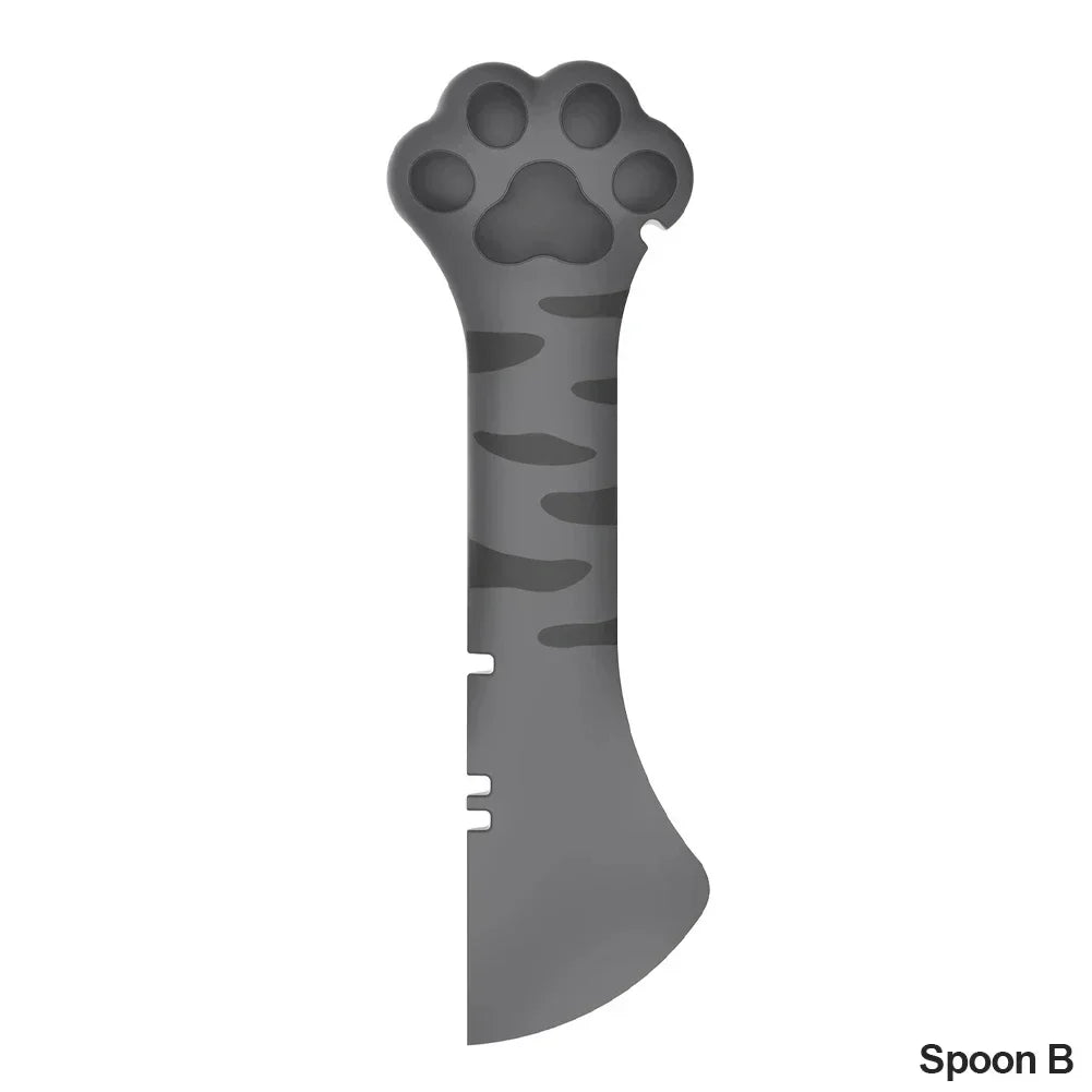 Practical Pet Supplies Small Tools Pet Can Opener Spoon 2in1 Cat Can Silicone Spoon Spoon Spoon Spoon Cat Shovel Wet Food Feeder Peaceful Pleasures Health and Wellness Beautiful short gray