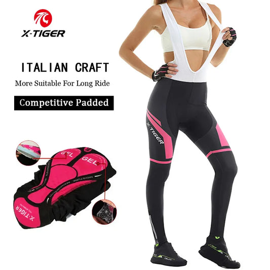 X-TIGER Women's Cycling Bib Tights 5D Gel Pad MTB & Road Cycling Bib Tights Oasis Select