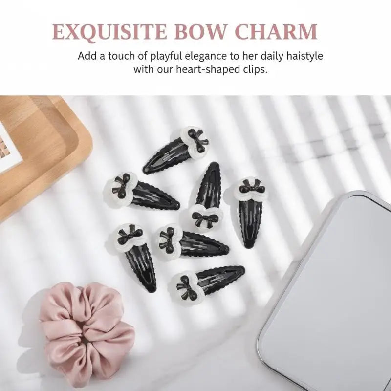 Bowknot Heart BB Hair Clips Non-Slip Cute Set of 2/6 Pcs