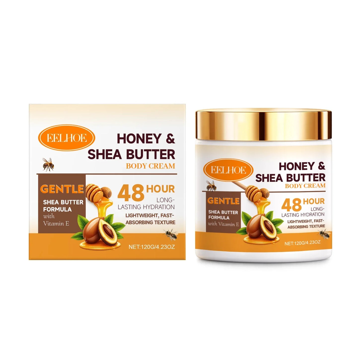 Eelhoe Honey Shea Butter Body Cream – 48-Hr Moisture | 120g