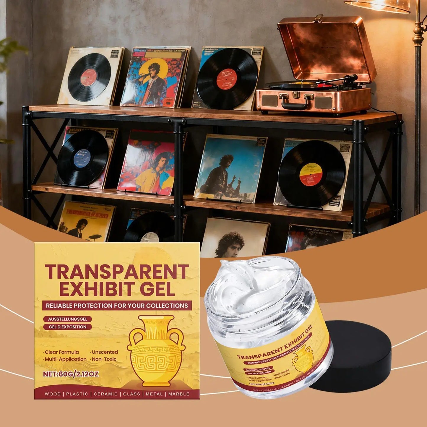 60g Museum Gel Clear Removable Glue Adhesive Museum Wax for Antiques Glass Ceramics Figures Decorations Conservation Art Gallery Peaceful Pleasures Health and Wellness