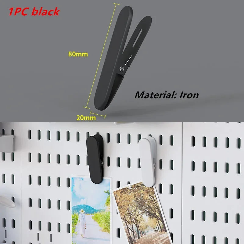 Home Pegboard Wall Hole Board Panels Decor Organizer Holder Mounting Display DIY Tool Storage Rack Bathroom Kitchen Hang Board Peaceful Pleasures Health and Wellness 1pc black iron clip