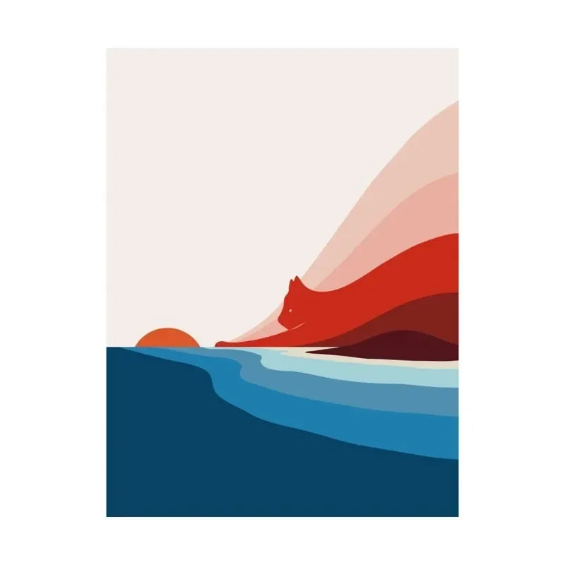 Scandinavian Minimalist Cat Canvas Wall Art | Abstract Poster