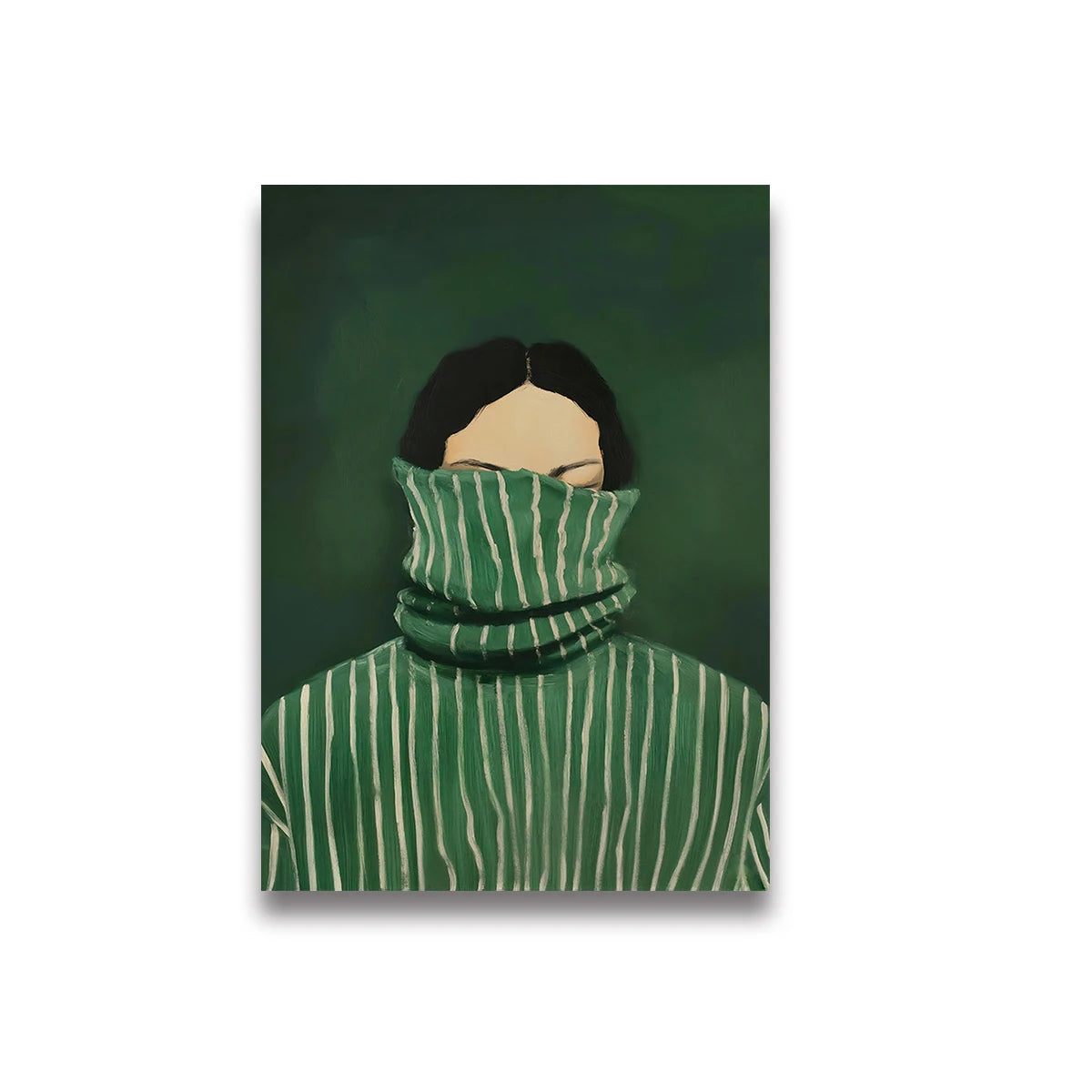 Abstract Woman Coffee Canvas Print | Green Stripe Modern Wall Art Canvas Wall Art Peaceful Pleasures Health and Wellness TL1713 20x30cm Unframed