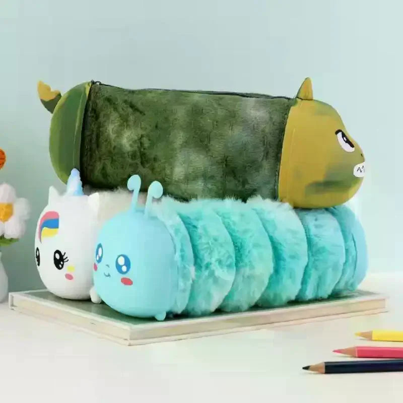 Cute Cartoon Plush Pencil Case – Large Capacity Storage Bag