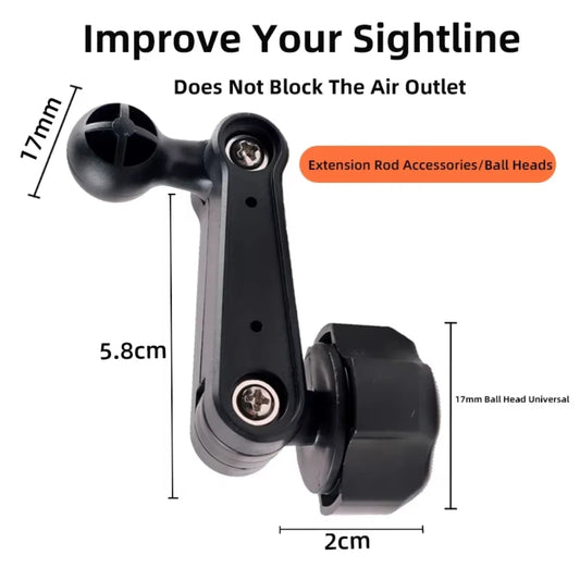 Car Phone Holder Extension Rod | 17mm Universal Ball Head Vent Phone Mount Extension Rod Peaceful Pleasures Health and Wellness