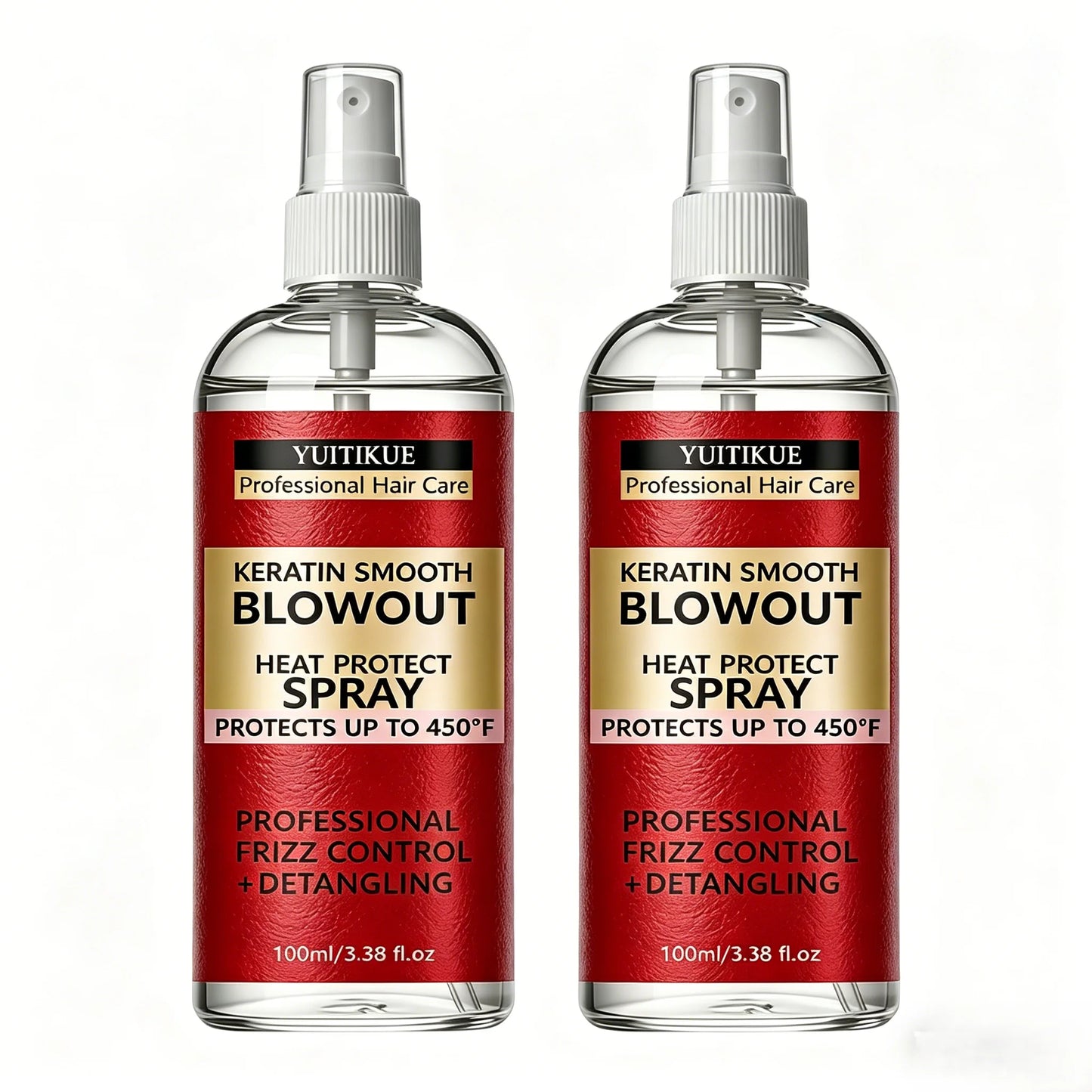 YUITIKUE Keratin Heat Protect Spray | 450°F Frizz Control Heat Protect Spray Peaceful Pleasures Health and Wellness 2pc