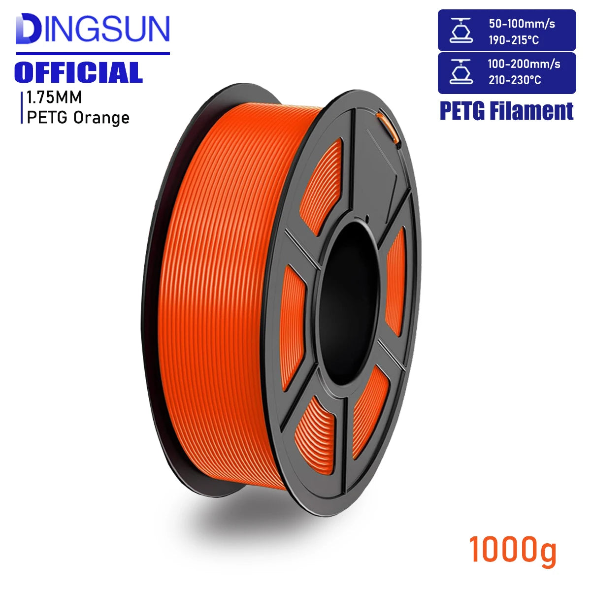 DINGSUN 3D PETG Filament 1.75mm ±0.02mm | FDM Printer Spool
