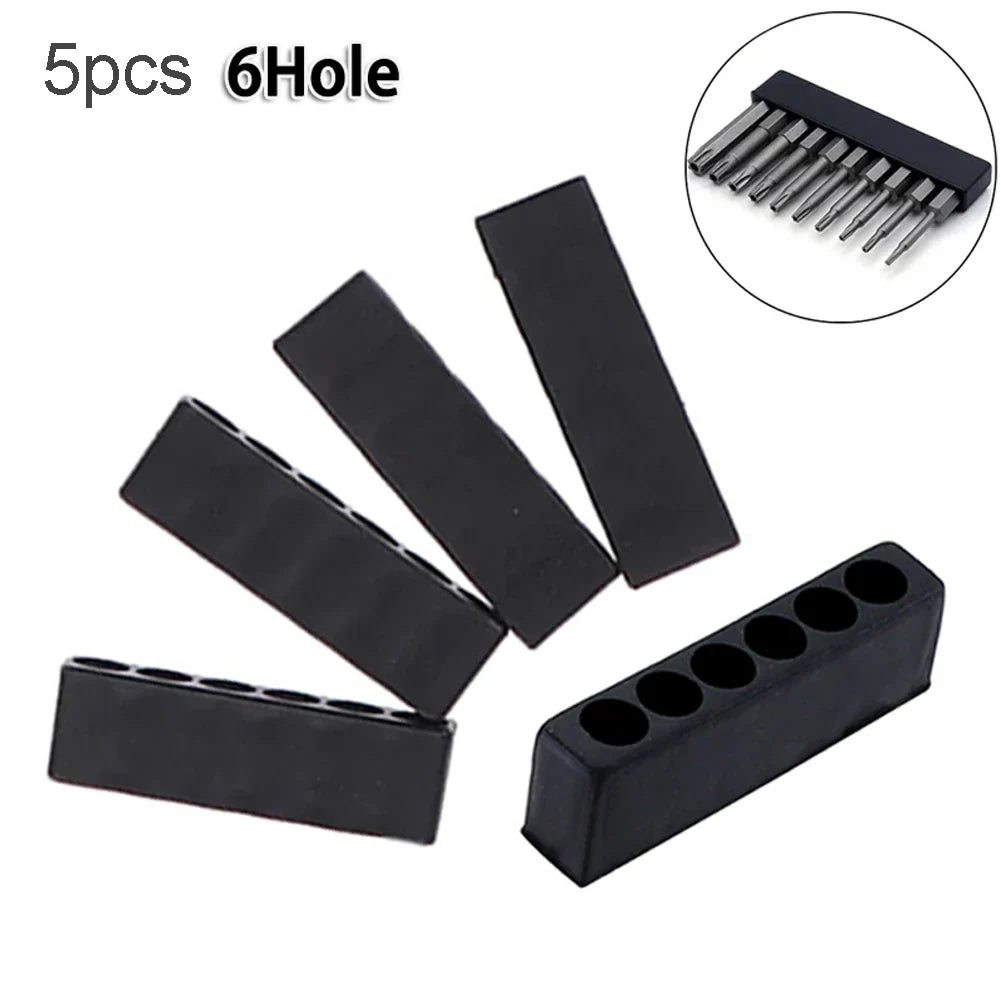 5-Pack 6-Hole 1/4" Hex Drill Bit Holder & Storage Stand