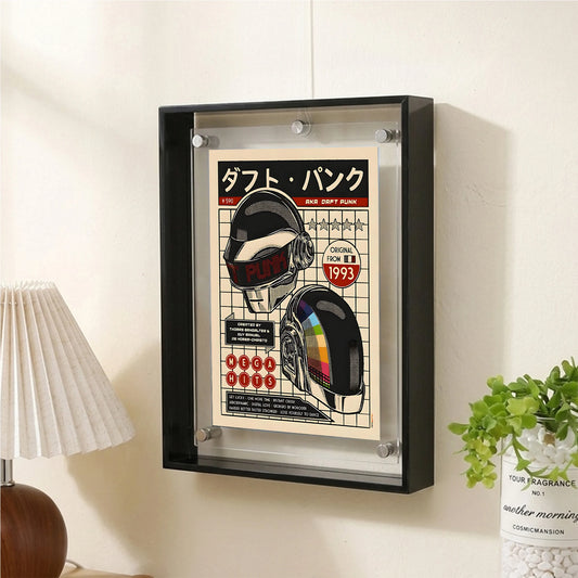 Acrylic Daft Punk Retro Helmet Wall Frame | Square & Rectangle Decorative Picture Frame Peaceful Pleasures Health and Wellness G2524- Black Framed 16x21cm