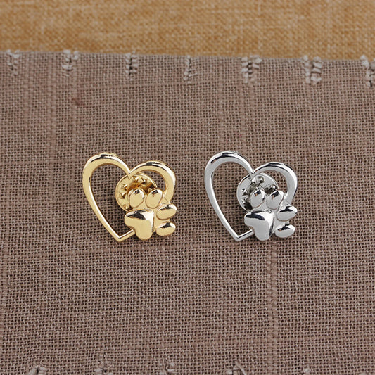 2pcs Heart with Paw Badge Brooch Dripping Oil Paw Brooch Badge Pin for Jewelry Making Clothes Bags Supplies Peaceful Pleasures Health and Wellness