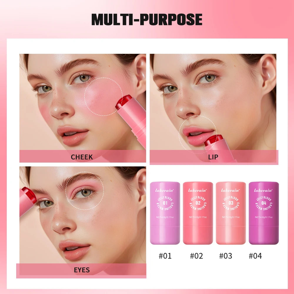 Original Cooling Water Jelly Blush Stick Blush Tinted Cosmetics Tint Stick Watercolor Multi-Use Matte Blush Makeup For Women Peaceful Pleasures Health and Wellness
