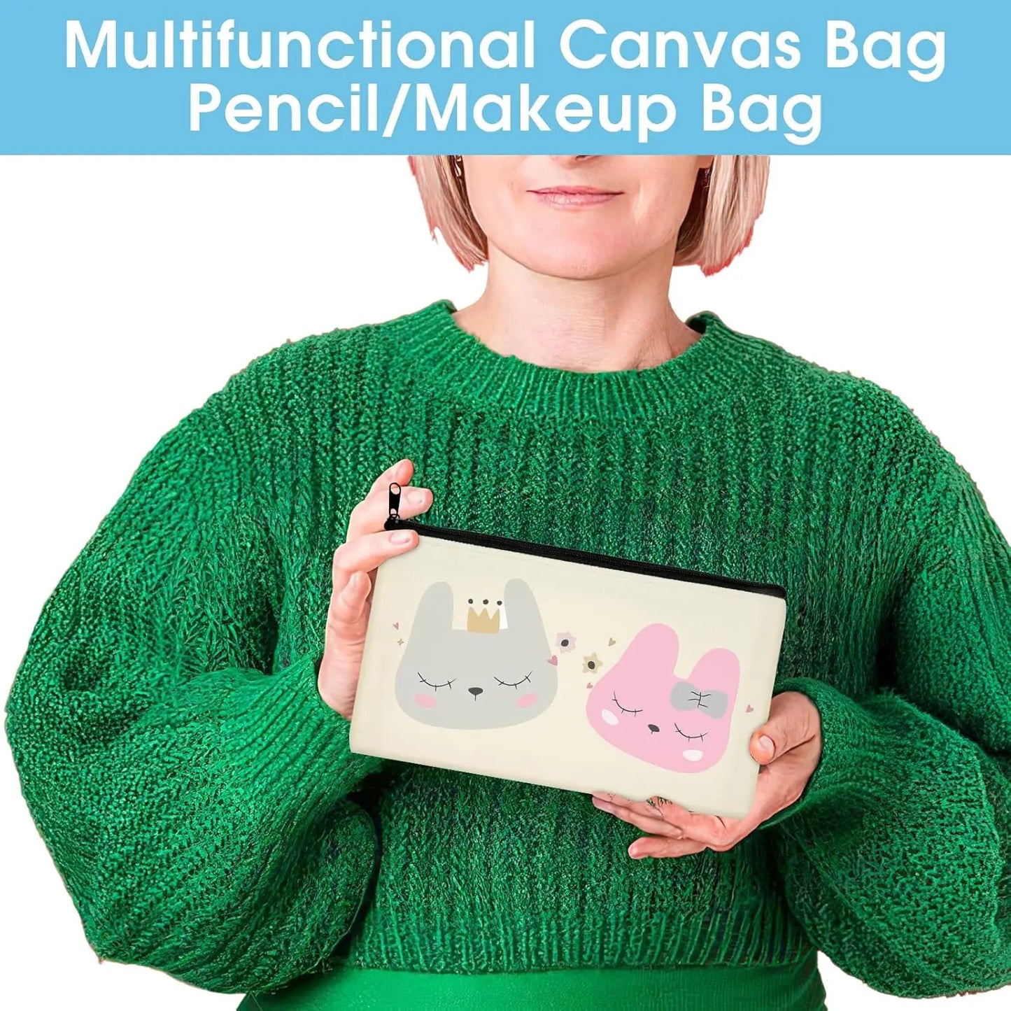 12-Pack Blank Canvas Zipper Bags – DIY Pencil & Makeup Pouches