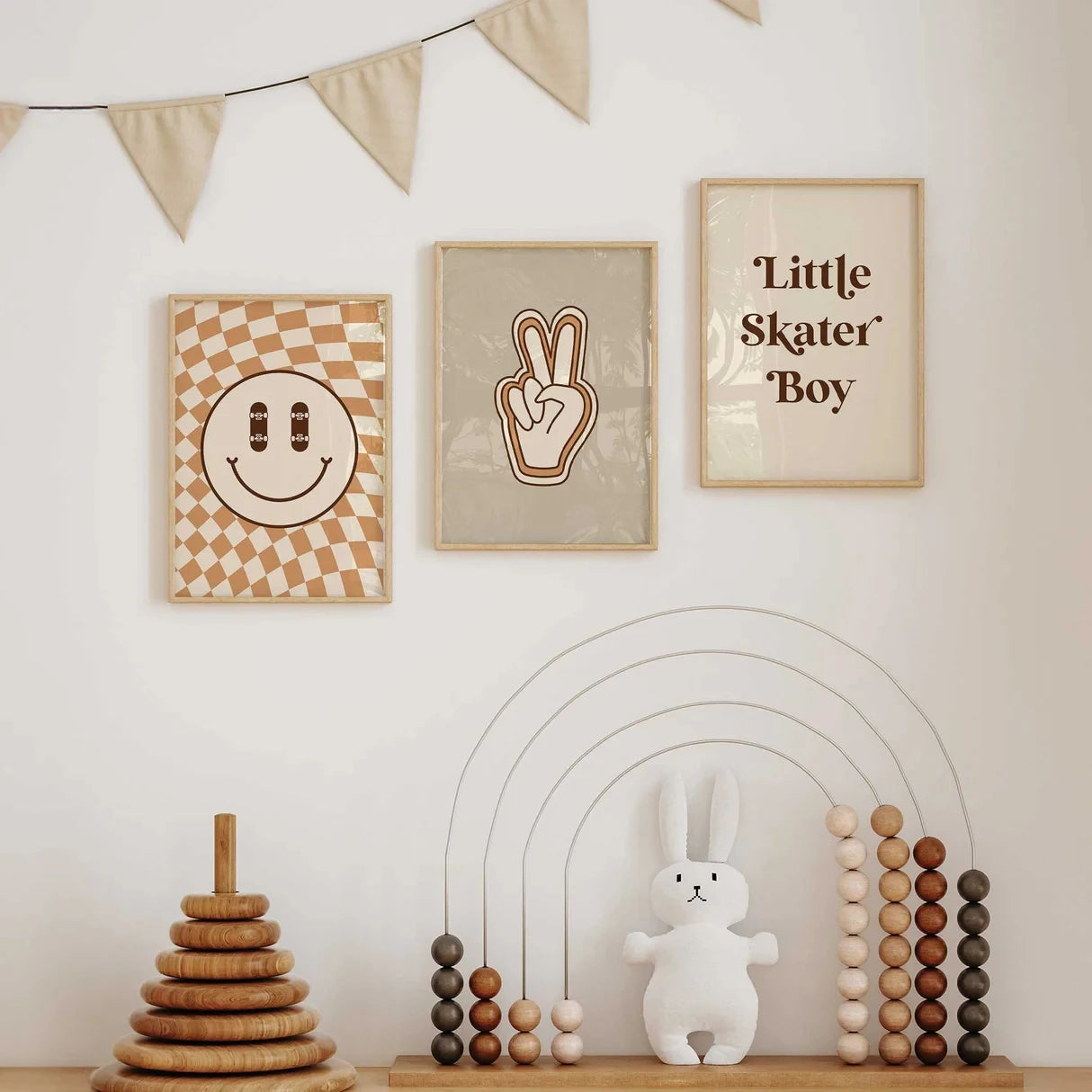 3-Piece Boys Skater Cartoon Canvas Wall Art | Kids Room Decor