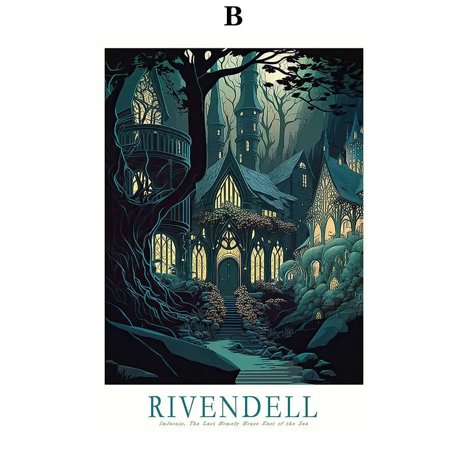 Dark Forest Tower Canvas Wall Art Poster | Nordic Home Decor Canvas Wall Art Peaceful Pleasures Health and Wellness T80421-02 20x30cm Unframed