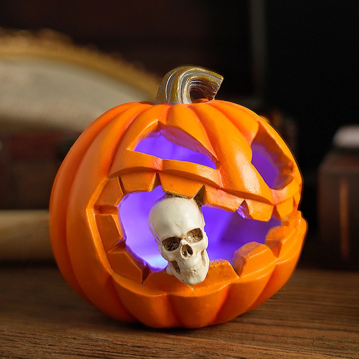 Halloween Pumpkin Ghost Skull Resin Decor Vintage Tabletop Sculpture for Spooky Party Home Office Garden Decoration Peaceful Pleasures Health and Wellness