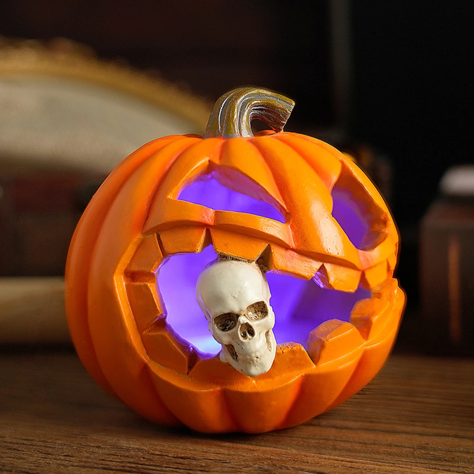 Halloween Pumpkin Ghost Skull Resin Decor Vintage Tabletop Sculpture for Spooky Party Home Office Garden Decoration Peaceful Pleasures Health and Wellness