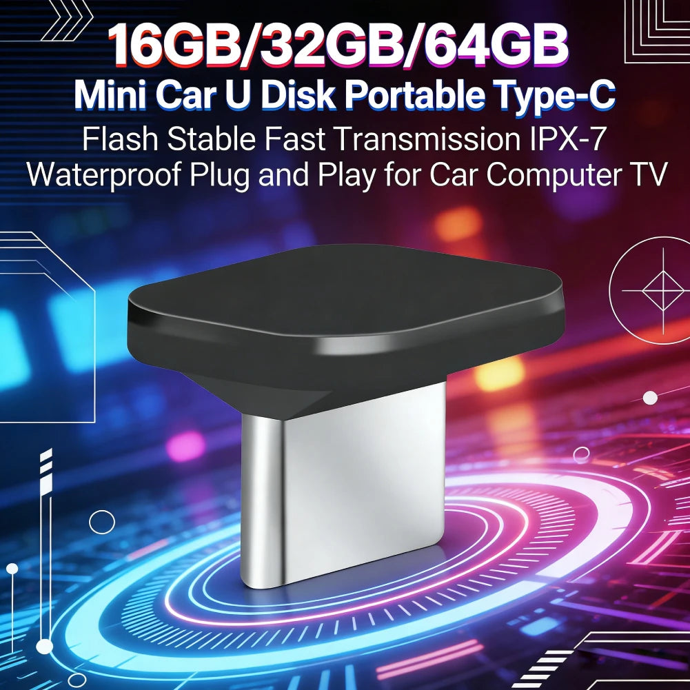 16GB/32GB/64GB Car Styling U Disk Stable Fast Transmission Mini Short Car U Disk Pendrive IPX-7 Waterproof for Car Computer TV Peaceful Pleasures Health and Wellness