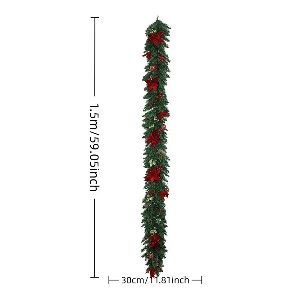 Christmas Poinsettia Garland | Red Flowers | 1.5m–2.7m