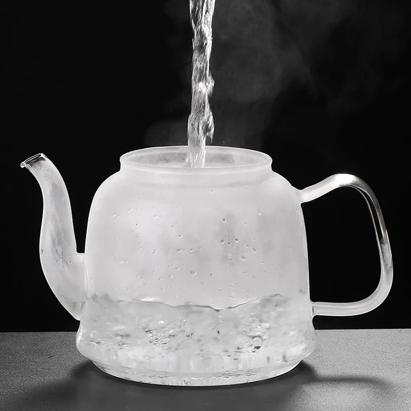 HMLOVE Heat Resistant Glass Teapot Steamed Boiling Kettle Tea Infuser