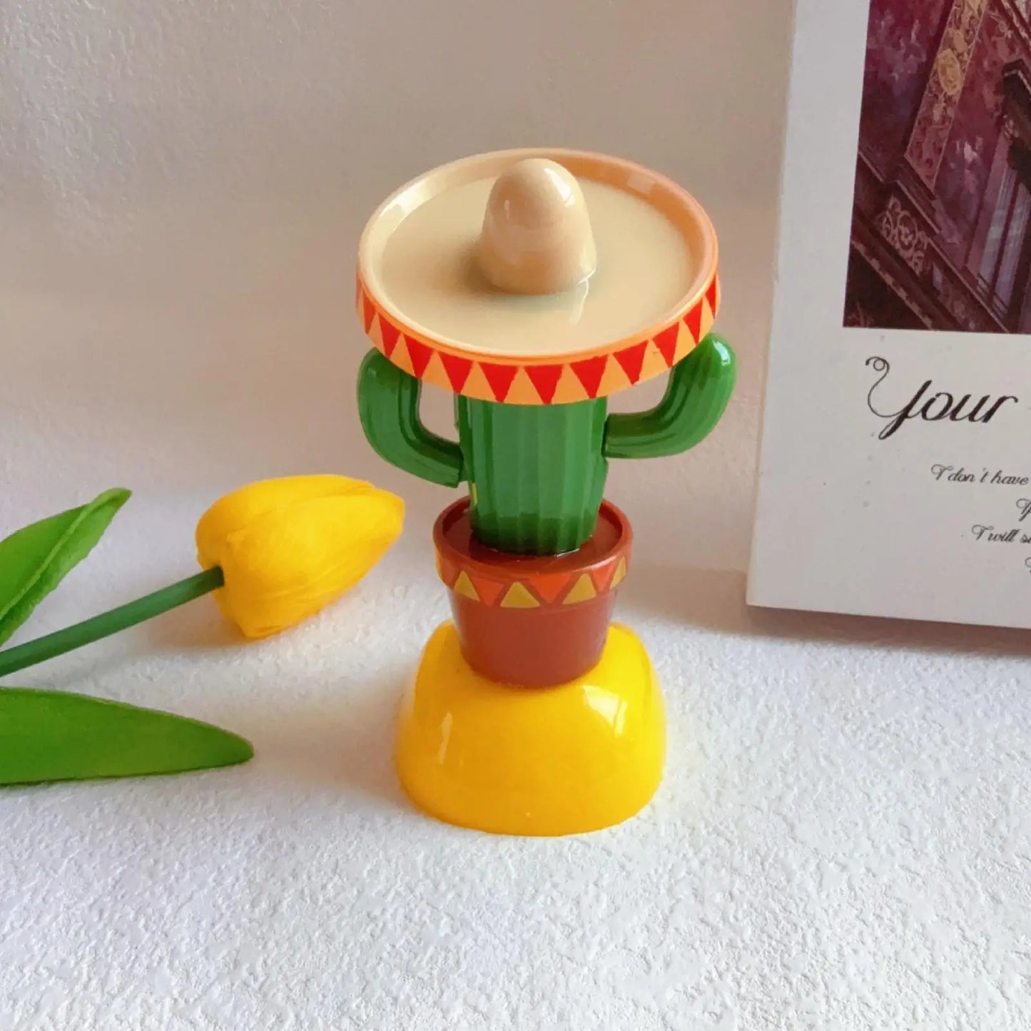 Solar Cactus Bobblehead Car Dashboard Ornament | Funny Gift