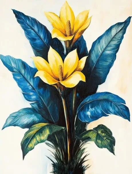 Tropical Plants Green Plants Golden Petals Aesthetic Posters Prints Modern Home Minimalist Style Decorative Art Canvas Painting Peaceful Pleasures Health and Wellness