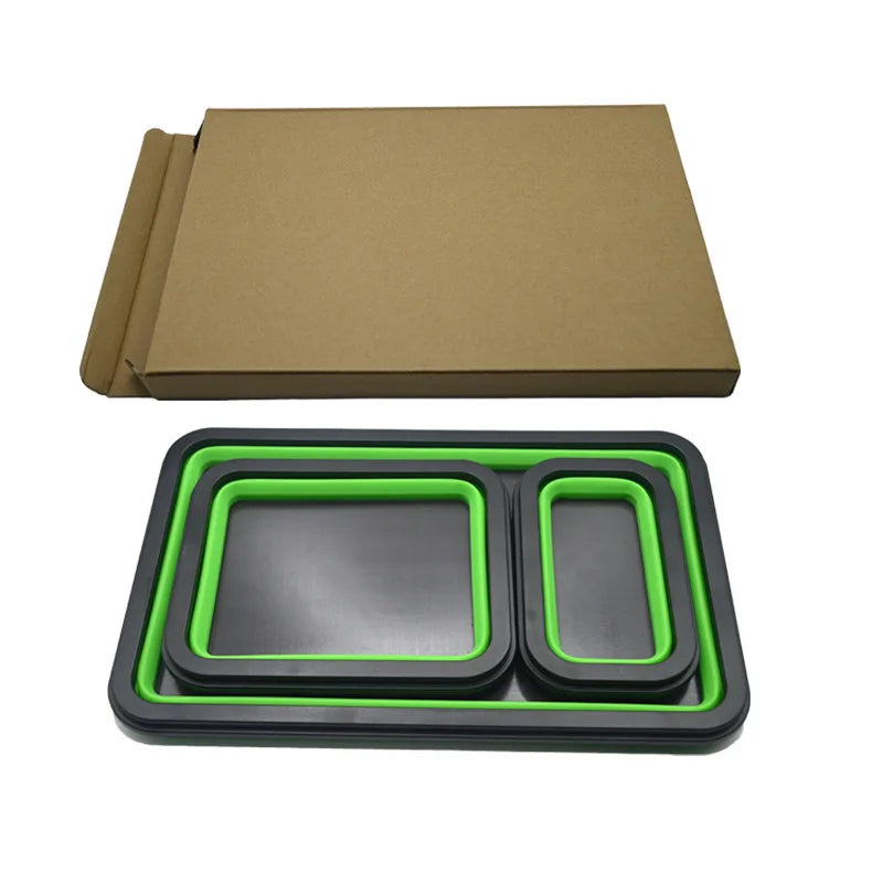 3-Piece Collapsible Magnetic Parts Tray Set | Silicone Repair Bowl
