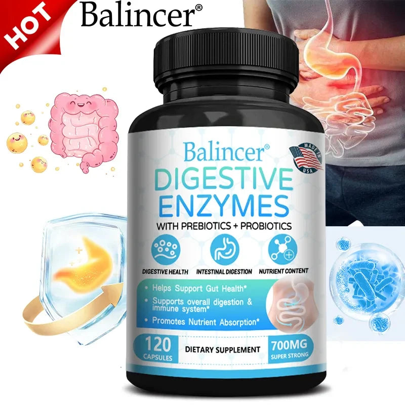 Organic Digestive Enzyme Probiotic Capsules Prebiotic Nutrition Digestion and Gut Health, Immunity, Suitable for Adults and Men Peaceful Pleasures Health and Wellness