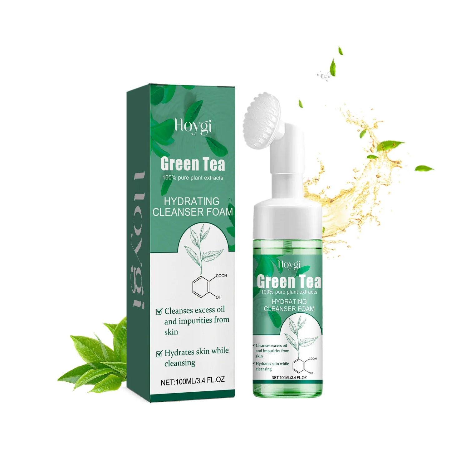 Green Tea Mask Pore Shrinking Oil Control Blackhead Removal Hyaluronic Acid Nourishing Moisturizing Face Wash Foam Face Cleanser Peaceful Pleasures Health and Wellness B