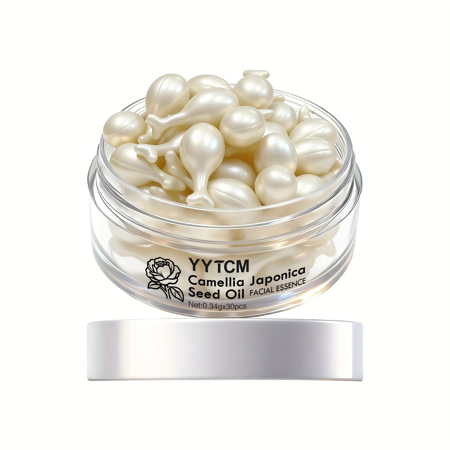 Camellia Seed Oil Essence Capsules, Moisturizing and Firming Essence, Contains Squalane, Fullerene, Ginseng Root Extract, Niacinamide, Vitamin E, Retinol, Deep Hydration (0.34Gx30 Capsules)/Bottle-1 Bottle Peaceful Pleasures Health and Wellness 1 Bottle