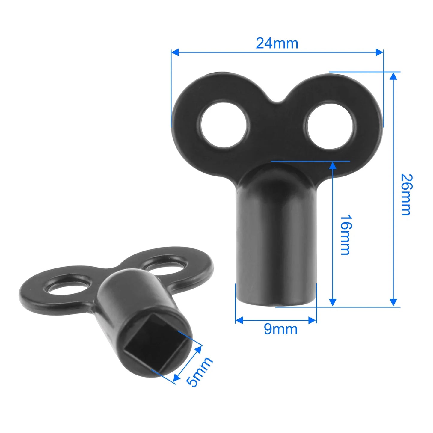 2-Pack Zinc Alloy Radiator Bleed Key | 5mm Square Socket