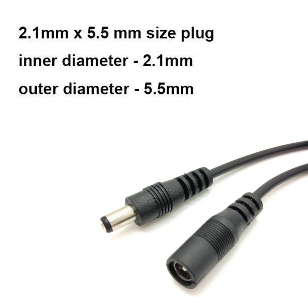 5M 10M DC12V Power Extension Cable 5.5mm*2.1mm Connector Male To Female For LED Lamp CCTV Security Camera Black Power Cable Cord Peaceful Pleasures Health and Wellness