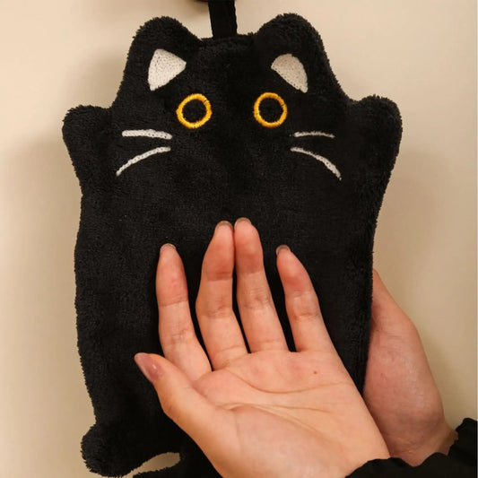 Cute Cat Hand Towel – Coral Fleece Hanging Bathroom Towel Hand Towel Oasis Select