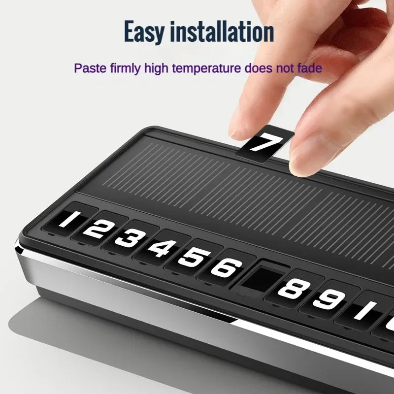 Solar Car Phone Number Plate Led Lighting Temporary Parking Card Hidden Plates Car Park Stop Multiple Number Parking Gadgets Peaceful Pleasures Health and Wellness