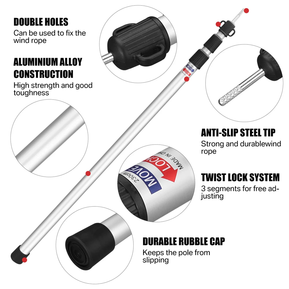 Telescoping Aluminum Camping Tent Poles 2.3M – Set of 2