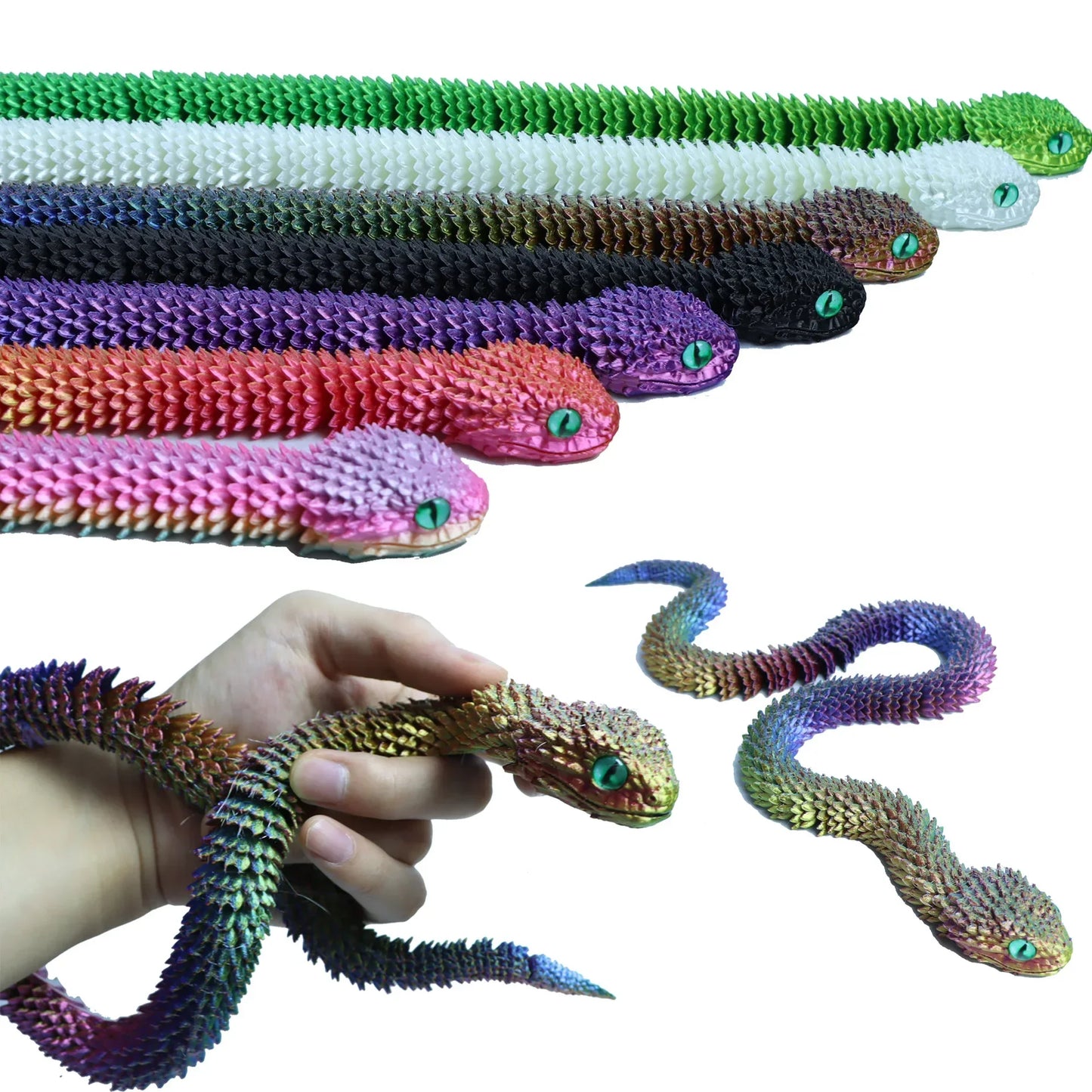 3D Printed Articulated Snake Toy – Desk Decor & Gift