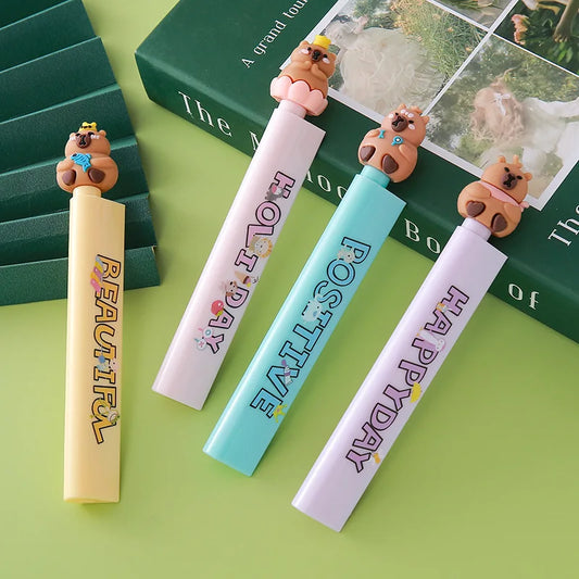 Bview Art 4-Pack Ruler Pens Multifunctional Scale Gel Pen Cute Peaceful Pleasures Health and Wellness