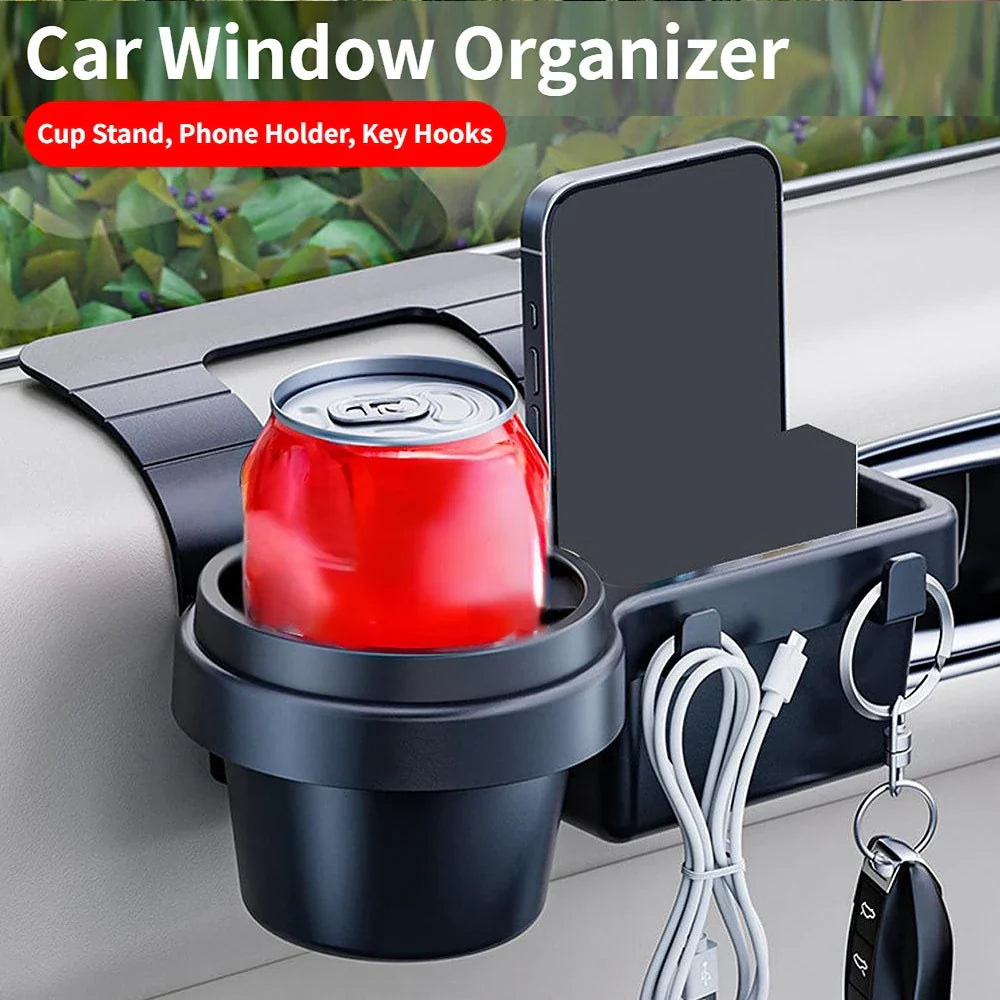 Car Window Organizer – Phone, Cup & Key Holder Rack