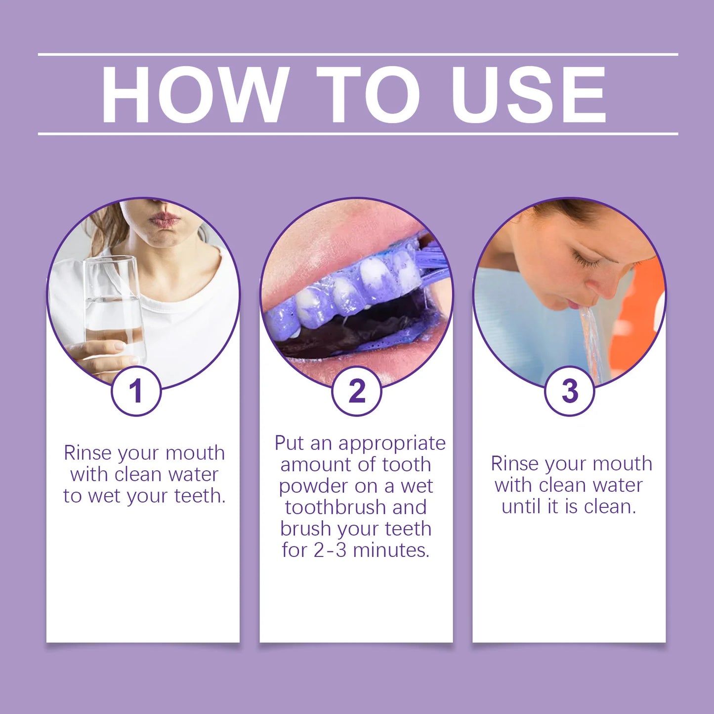 Teeth Cleansing Purple Powder Bleach Yellow Stain Brightening Strengthen Dental Protect Gums Fresh Breath Teeth Whitening Powder Peaceful Pleasures Health and Wellness