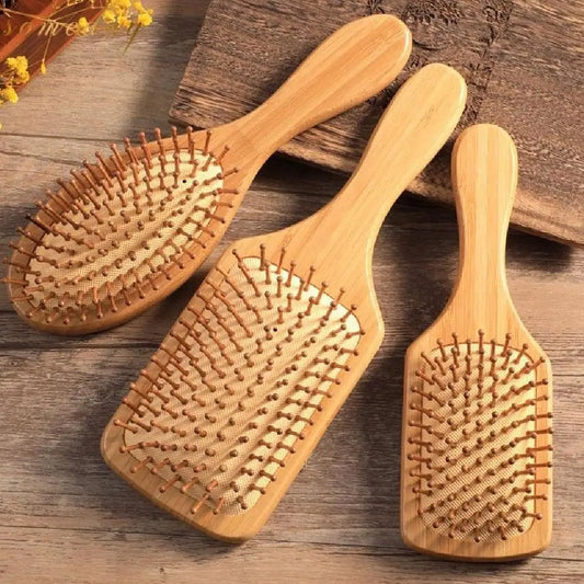 Bamboo Paddle Hair Brush & Wide-Tooth Comb – All Hair Types Hair Brush & Comb Set Oasis Select
