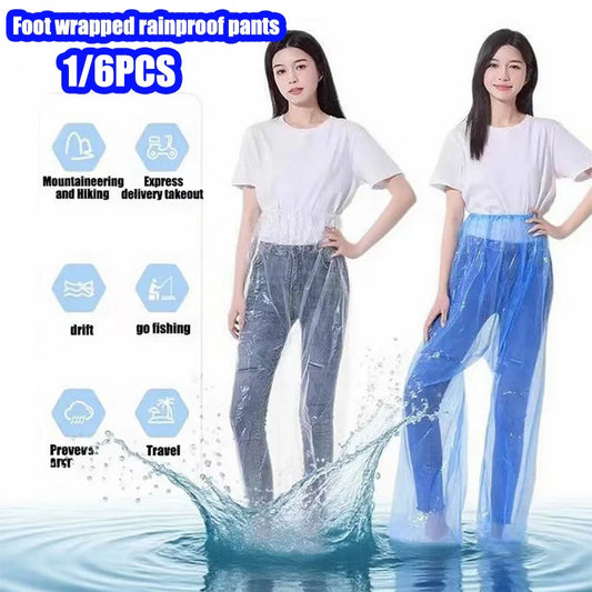Disposable Waterproof Rain Pants – Unisex One Size, 1 or 6 Pack Disposable Rain Pants Oasis Select