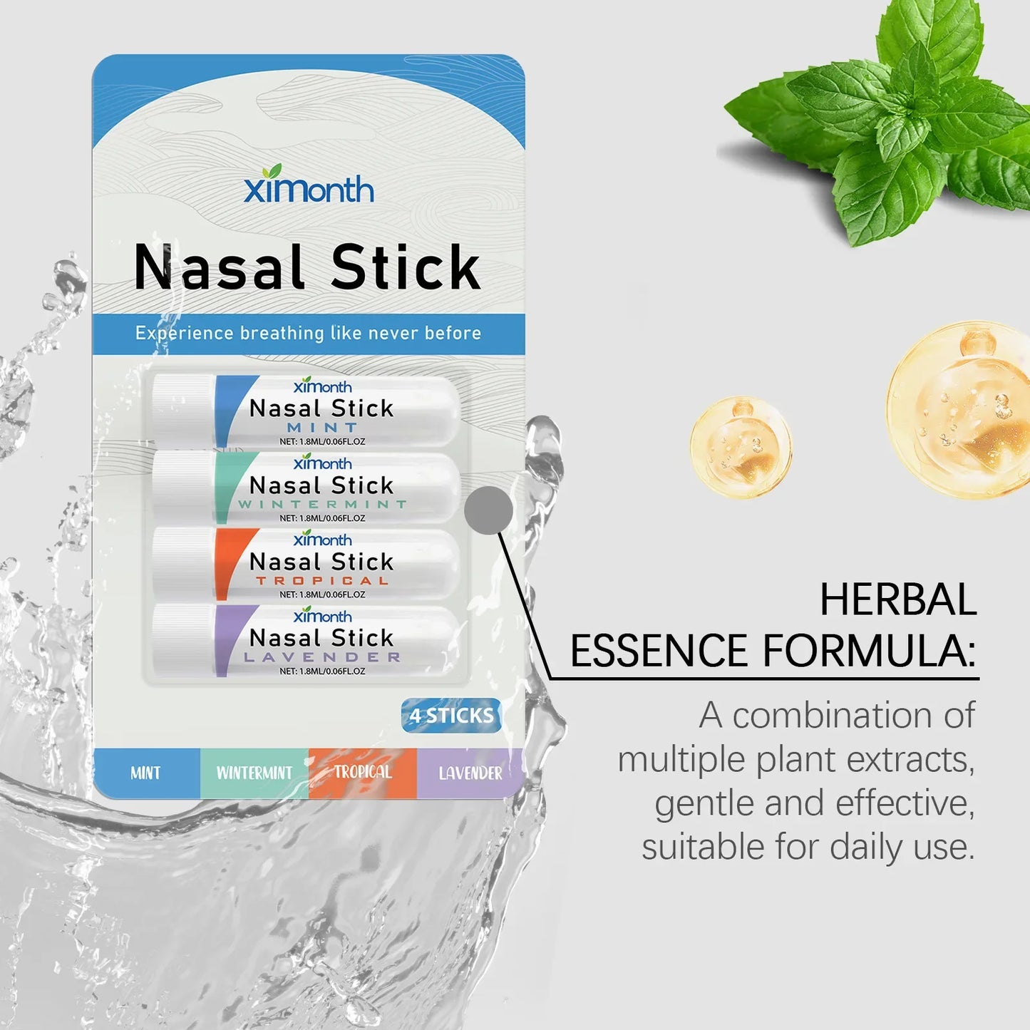 Aromatherapy Nasal Inhaler Sticks 4-Pack | Cooling Essential Oil