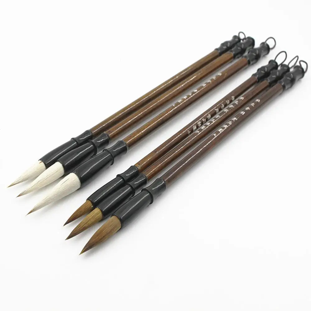 Writing Practice White Woolen Stationery Chinese Calligraphy Writing Brush Brush Pen Brown Weasel Hair Peaceful Pleasures Health and Wellness